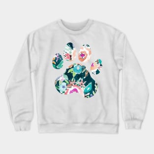 Teal Floral Paw Print Crewneck Sweatshirt